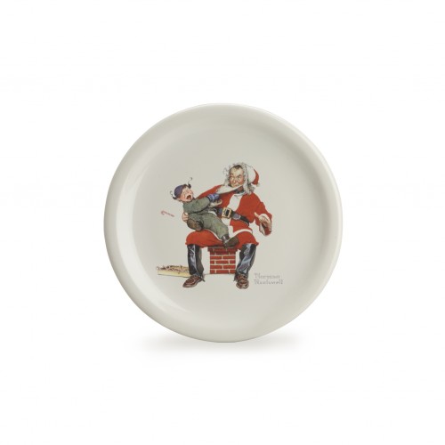 Norman Rockwell Holiday Plate - OS - Crying Child Pulling Santa's Beard